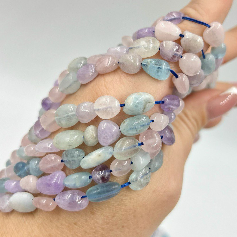 Бусины ассорти форма галтовка размер 6-8*8-10мм натуральный камень