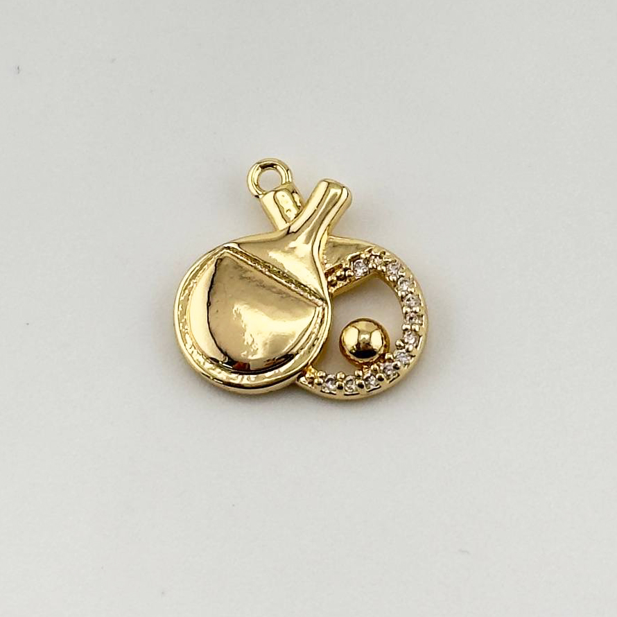 Подвеска ракетки размер 15,5*13,5мм цвет золото